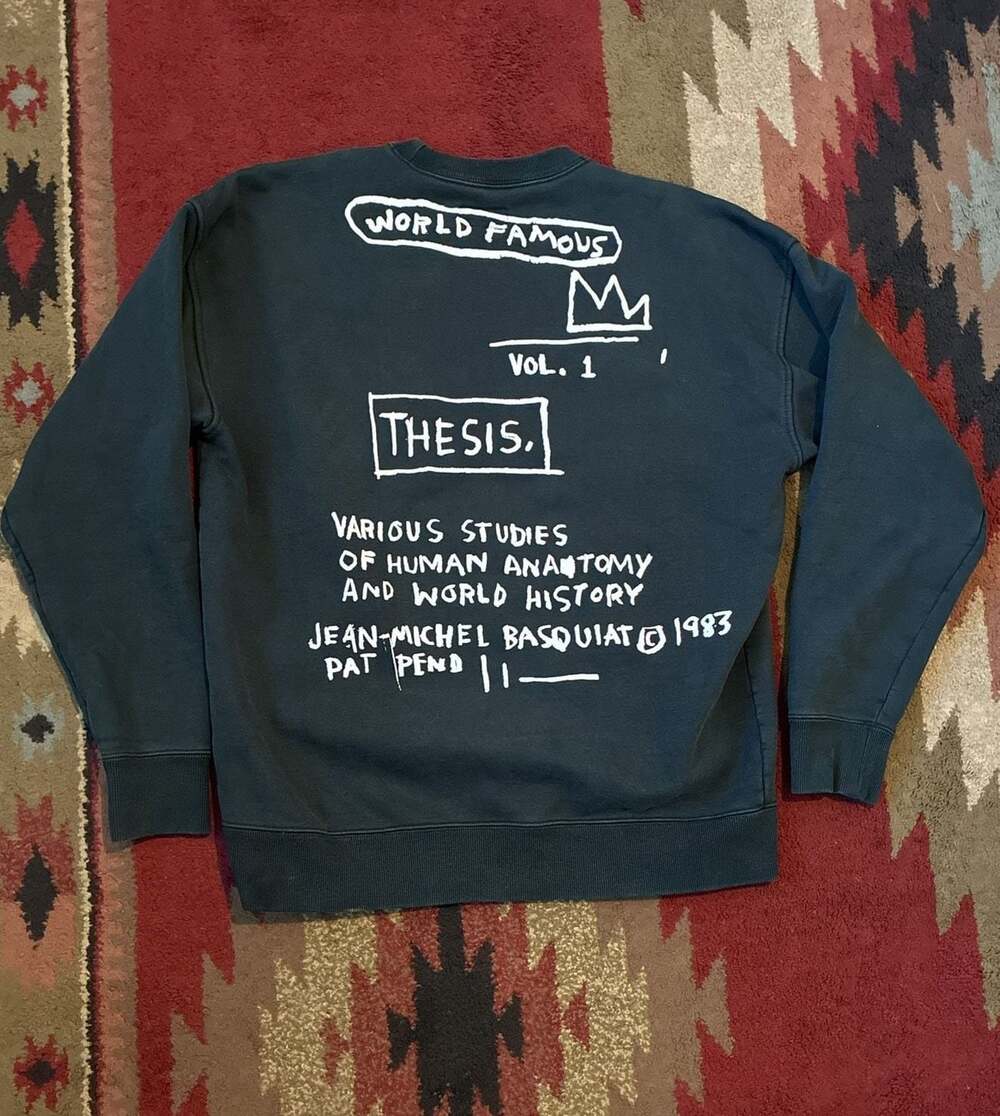 Converse x Jean-Michel Basquiat World Famous Fleece Crew Sweatshirt Black Size L - Picture 5 of 7